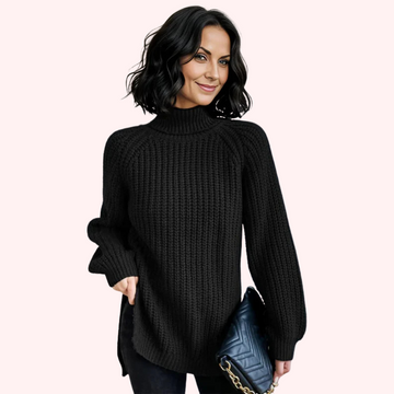 Black urban turtleneck pullover for women